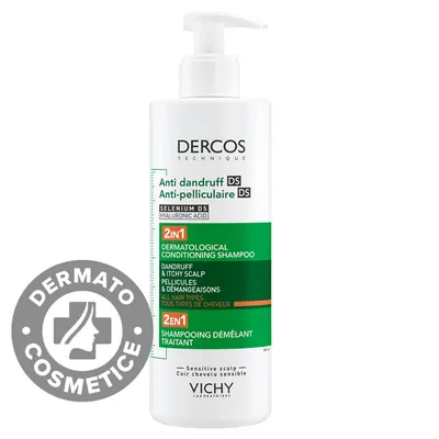Sampon si balsam 2 in 1 anti-matreata pentru toate tipurile de par Dercos, 390ml, Vichy