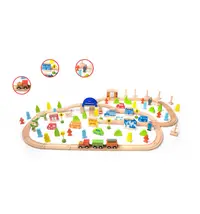 Trenulet din lemn cu sine Classic World -set 110 piese