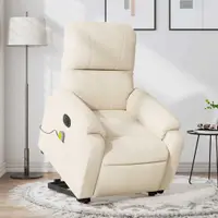 vidaXL Fotoliu masaj rabatabil electric cu ridicare, bej, microfibră