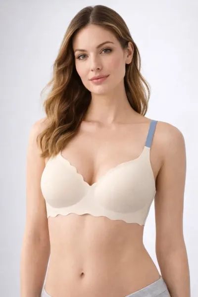 Bustiera dama, ST028, Crem/Albastru