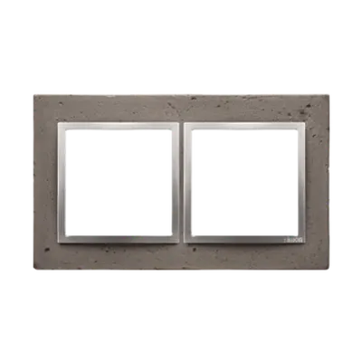 Rama dubla, beton inchis/silver mat metalic