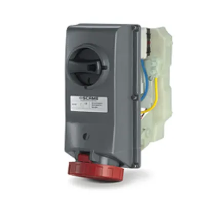 Priza interblocabilan32A 3P+E 2h >50V >300-500Hz 130X260MM terminal cu surub Cu interblocaj mecanic