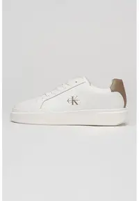 Pantofi sport low-cut de piele cu logo - Alb/Negru stins