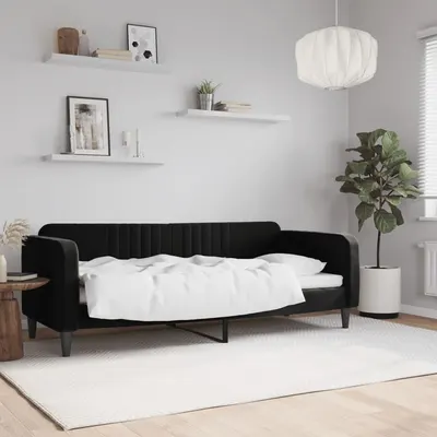 vidaXL Pat de zi, negru, 80x200 cm, catifea