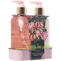 Set Cadou Delightful Duo Velvet Rose & Peony Sapun Lichid 300ml + Crema de Maini si Unghii 300ml + Tavita Metalica