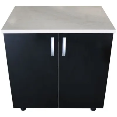 Masca pentru chiuveta cu 2 usi 80 cm Zebra, wenge/Negru lucios, cu blat Travertin, 80 x 85 x 60 cm