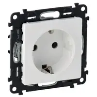 Priza schuko 2P+T Legrand 753120, protectie copii, borne automate, 16A, 250V, IP20, alba