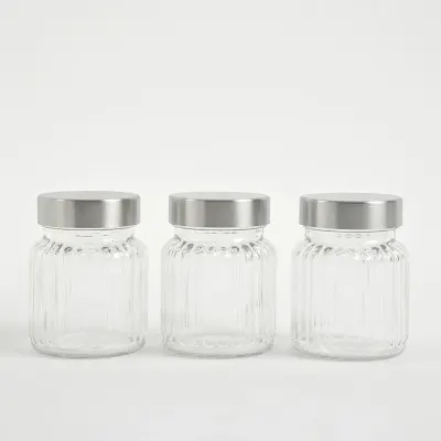 Set 3 mini borcane din sticla