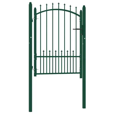 vidaXL Poartă de gard EMMEN cu țăruși din oțel, verde, 104x109,5 cm