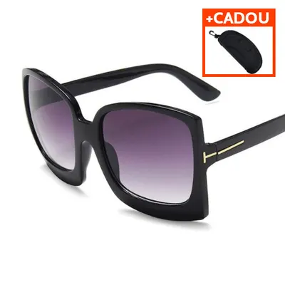 Ochelari de soare, Dama, Oversize, Model Double Frame, Protectie UV400, Negru Engros