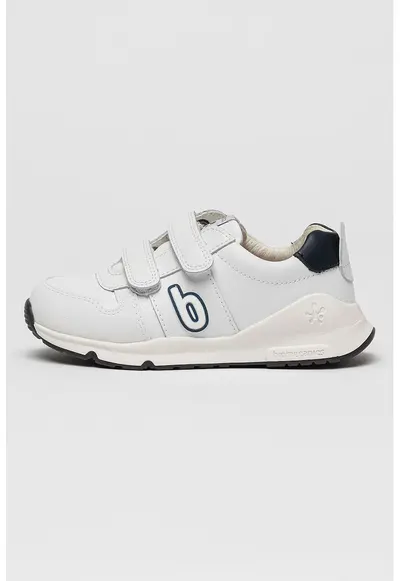 Pantofi sport de piele cu velcro - Alb/Bleumarin