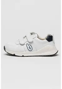 Pantofi sport de piele cu velcro - Alb/Bleumarin
