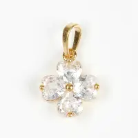 Panadantiv placat cu aur 14 k trifoi cu pietre zirconice