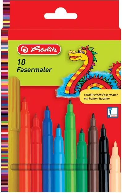 Carioci Herlitz - 10 culori, vârf 2 mm