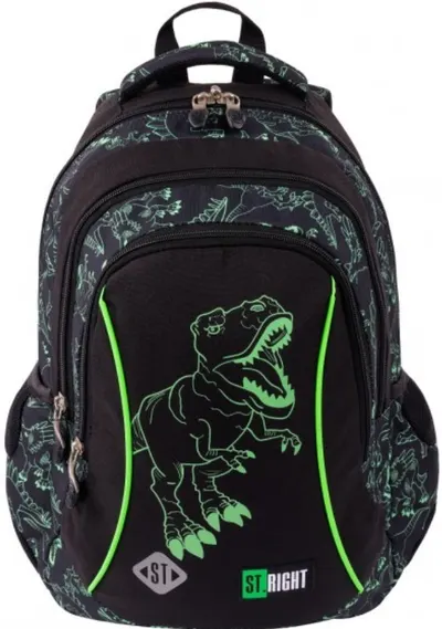 Ghiozdan școlar St. Right Reflective - T-Rex, 1 compartiment