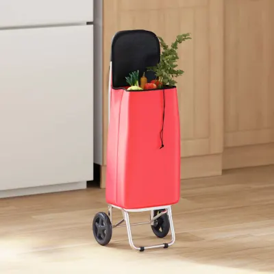 vidaXL Carucior de cumpărături Roșu 35 x 28 x 92 cm Tafeta Oxford