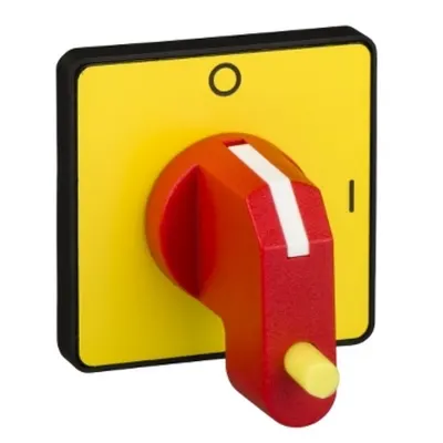 Cap de operare 45 x 45 mm - culoare galbena - maner rosu blocabil - O-I