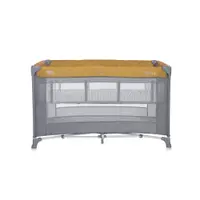 Patut Lorelli Torino Lemon Curry Floral pliabil, cu 2 nivele, usita cu fermoar, eori cu sistem de blocare, salteluta si geanta de transport incluse