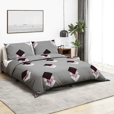 vidaXL Set cu husă de pilotă, gri, 260x220 cm, bumbac
