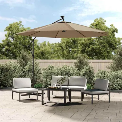 vidaXL Husă de schimb pentru umbrelă de grădină, gri taupe, 350 cm