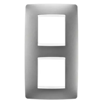 Placa ornament CProiector HORUS ONE - IN PAINTED TECHNOPOLYMER - 2+2 modul VERTICAL CENTRE DISTANCE 71mm - TITANIUM - CProiector HORUS