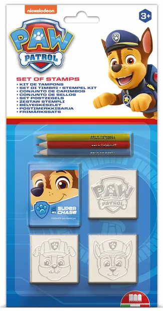Set de creioane Multiprint Paw Patrol - 3 bucăți, cu 3 ștampile, albastre