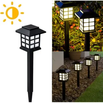 Set 4 x lampa solara felinar LED 40 cm, Alb cald
