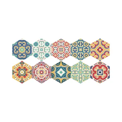 Set 10 autocolante de podea Ambiance Hexagons Lorena, 40 x 90 cm