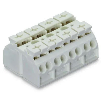 4-conductor chassis-mount terminal strip; 4-pole; without ground contact; for 3 mm ø screw and nut; 4 mm²; 4,00 mm²; white