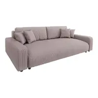 Canapea roz-deschis extensibilă, cu spațiu de depozitare, cu tapițerie din catifea reiată 234 cm Sara – Ropez