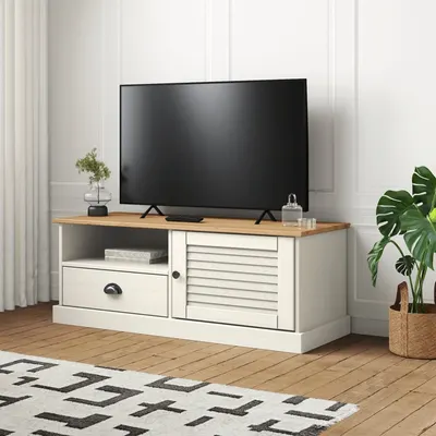 Gossi comoda tv vigo, alb, 106x40x40 cm, lemn masiv de pin