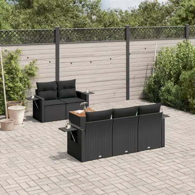 Gossi set mobilier de gradina cu perne, 6 piese, negru, poliratan