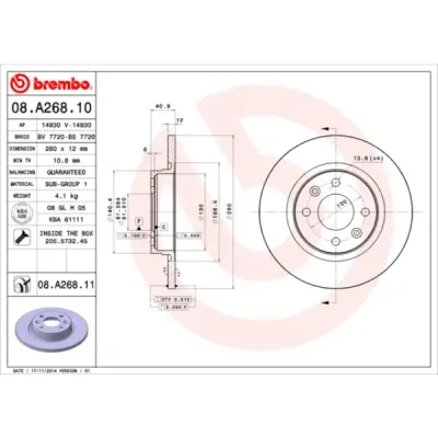 Disc frana BREMBO 08.A268.10