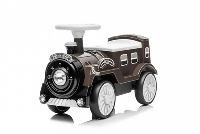 Trenulet fara pedale pentru copii Nichiduta Vintage Train Brown cu spatiu de depozitare sub scaun, recomandat copiilor peste 2 ani