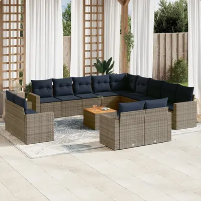 Gossi set mobilier de gradina cu perne, 14 piese, gri, poliratan