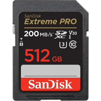 Card Memorie SDXC SanDisk Extreme Pro, 512Gb, Clasa 10 / UHS-1 U3 SDSDXXD-512G-GN4IN