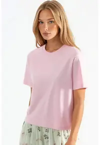 Tricou dama - Bumbac - Roz pudrat