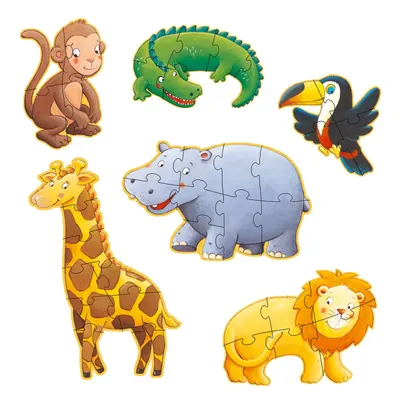 Set 6 puzzle-uri progresive - Animale salbatice, 38 piese