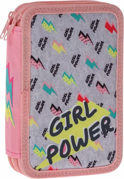 Penar școlar echipat Play - Girl Power, Cu 2 fermoare