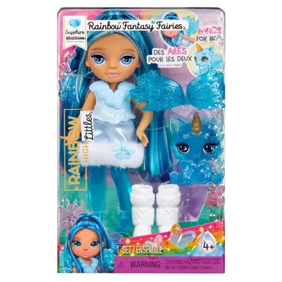 Papusa Rainbow High Littles, Rainbow Fantasy Fairies, Sapphire, 543428EUC