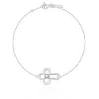 Bratara cu cruciulita din aur alb cu diamant de 0.07ct