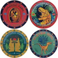 Set 4 Suporturi Pahare Jurassic Park Printed Drinks