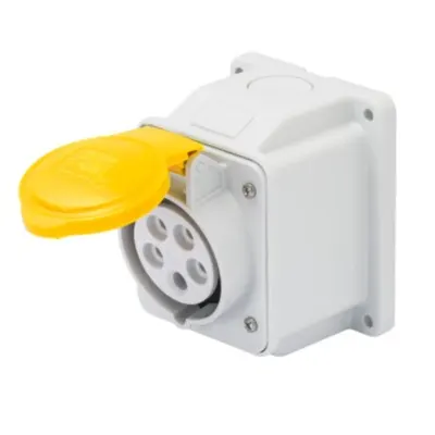 Priza industriala aparenta 10° - IP44 - 3P+E 32A 100-130V 50/60HZ - YELLOW - 4H - Strangere cu surub