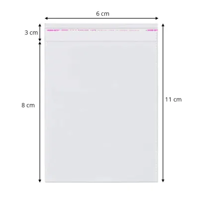 Pungi cu clapetă adezivă - lungimi între 2 și 40cm (set 1000 buc) - 6x11cm