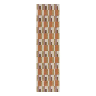 Covor tip traversă portocaliu/în culoare naturală 60x230 cm Riley Block Geo – Flair Rugs