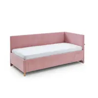 Pat pentru copii roz pe colț tapițat cu spațiu de depozitare cu somieră 90x200 cm Cool – Meise Möbel