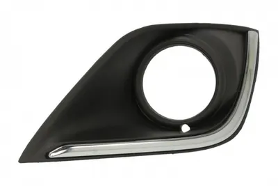 Element bara fata dreapta (cu dungi crom, cu orificii lampa, plastic, negru) potrivit MITSUBISHI OUTLANDER III 02.15-09.18