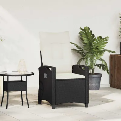 vidaXL Scaun de grădină rabatabil Negru și Crem 56 x 60 x 112 cm