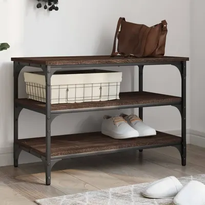 vidaXL Bancă de pantofi, stejar maro, 70x38,5x49 cm, lemn prelucrat