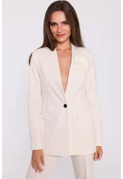 Sacou elegant de dama - fara guler - - Alb